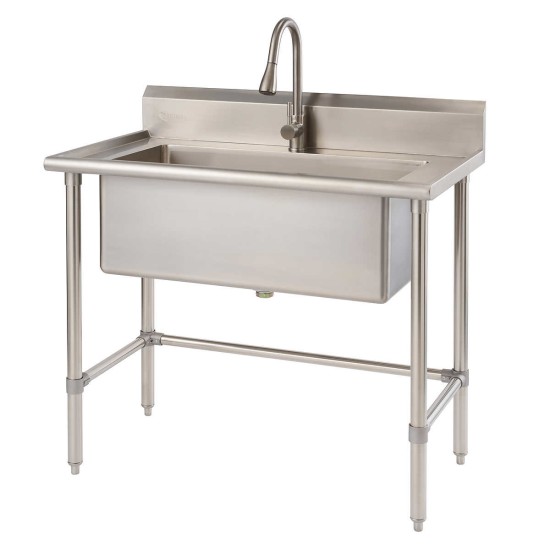  32″ x 16″ Stainless Steel Utility Sink with Pull-out Faucet