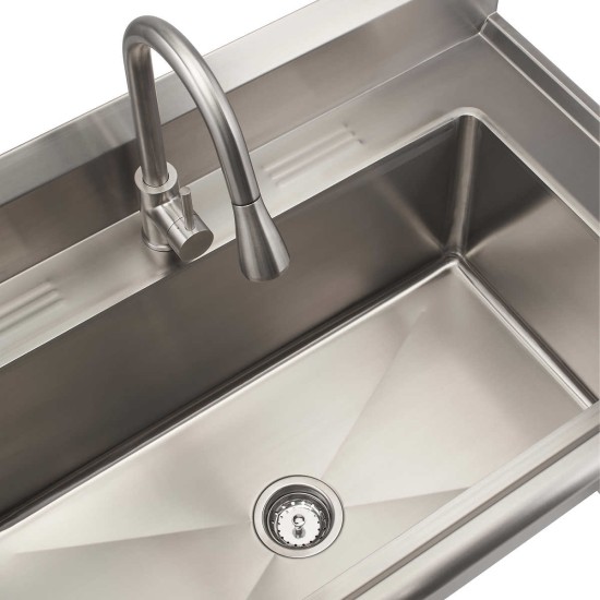  32″ x 16″ Stainless Steel Utility Sink with Pull-out Faucet