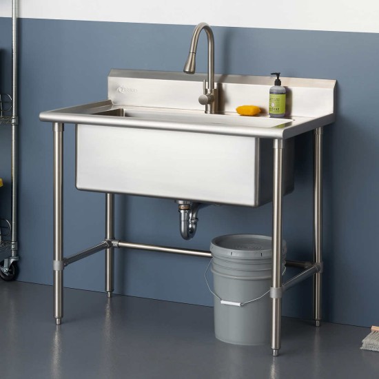  32″ x 16″ Stainless Steel Utility Sink with Pull-out Faucet