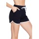  Functional Lounger, Drawstring Active Women’s Vibrant Colors Sport Shorts with Pocket, Running and Yoga Shorts, Black, S/M