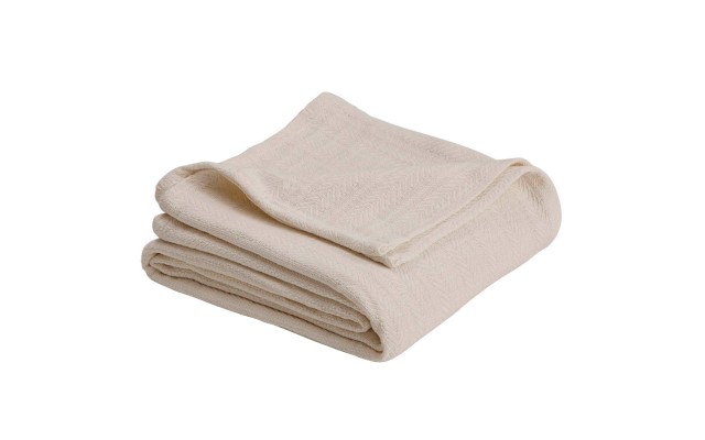 Vellux Cotton Woven Blanket, Ivory, Twin
