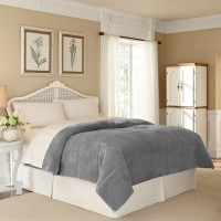 Vellux Plush Lux Blanket, Gray, Twin