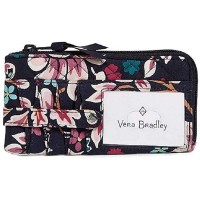 Vera Bradley Iconic Rfid Ultimate Card Case Kingston Garden- Navy Multi Color