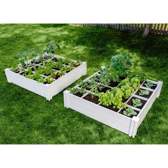  4’x4’x11″ Modular Vinyl Garden with Planting Grid 2-pack