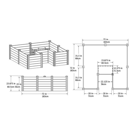 Vita Keyhole 6′ x 6′ Composting Garden Bed