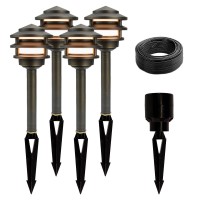 VOLT Landscape Lighting 4-Pagoda Light Brass LED Expansion Kit