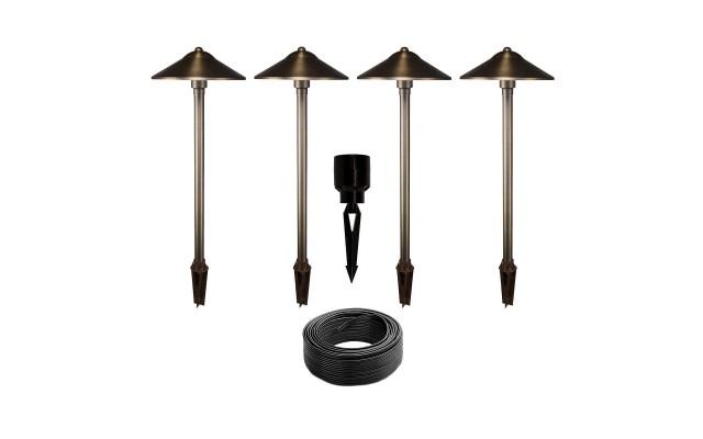  Landscape Lighting 4-Path & Area Light Brass LED Expansion Kit