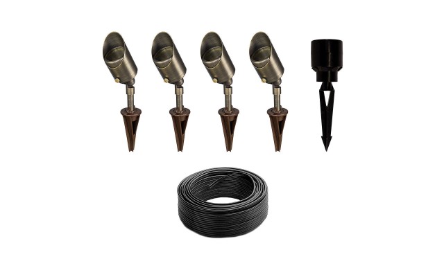  Landscape Lighting 4-spotlight Brass LED Expansion Kit
