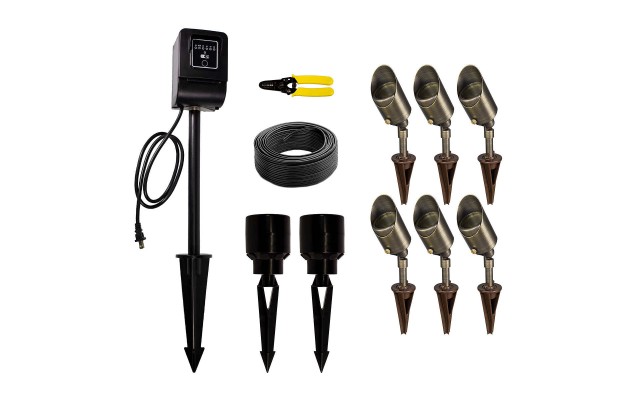  Landscape Lighting 6-spotlight Brass LED Starter Kit