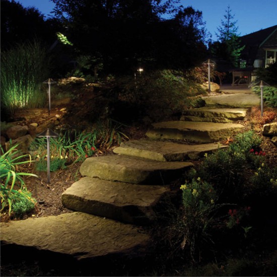  Landscape Lighting 9-piece Path & Area Light Brass LED Starter Kit