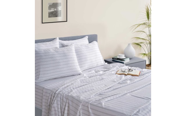  Antimicrobial 400 Thread Count Supima Cotton 6-Piece Sheet Set, Light Gray, California King