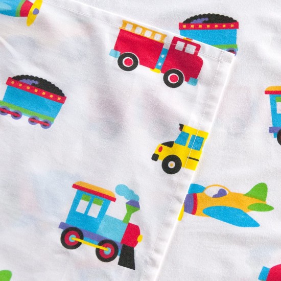  Trains, Planes, Trucks Pillowcase Single Microfiber Kids Toddler 20X30