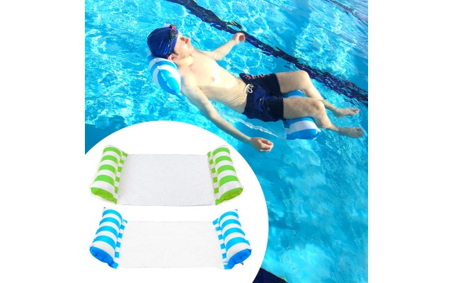 2 Pack Inflatable Water Hammock, Air Mattress, Aqua Lounger & Floating Sleep Pillow for Swimming Pool or Beach – Foldable & Easy to Carry, 2 Pack (Green+Blue)