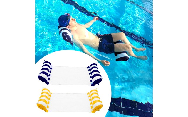 2 Pack Inflatable Water Hammock, Air Mattress, Aqua Lounger & Floating Sleep Pillow for Swimming Pool or Beach – Foldable & Easy to Carry, 2 Pack (Yellow+Navy)