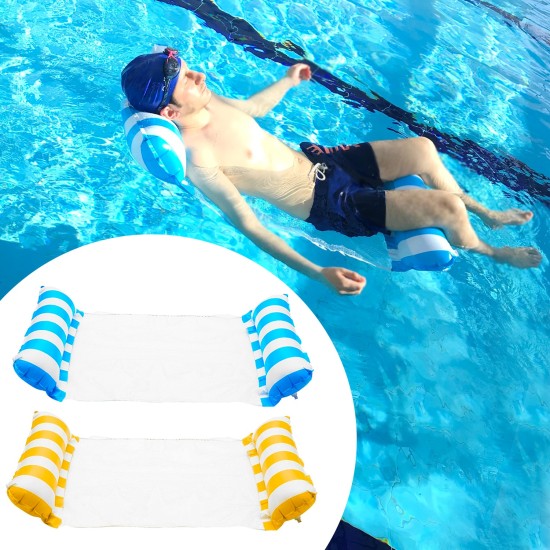 2 Pack Inflatable Water Hammock, Air Mattress, Aqua Lounger & Floating Sleep Pillow for Swimming Pool or Beach – Foldable & Easy to Carry, 2 Pack (Yellow+Blue)