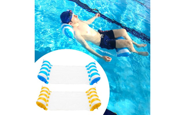 2 Pack Inflatable Water Hammock, Air Mattress, Aqua Lounger & Floating Sleep Pillow for Swimming Pool or Beach – Foldable & Easy to Carry, 2 Pack (Yellow+Blue)