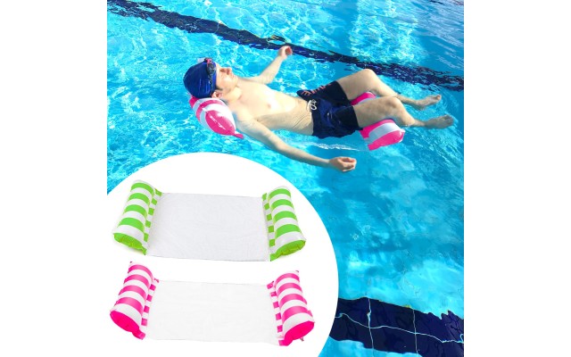 2 Pack Inflatable Water Hammock, Air Mattress, Aqua Lounger & Floating Sleep Pillow for Swimming Pool or Beach – Foldable & Easy to Carry, 2 Pack (Pink+Green)