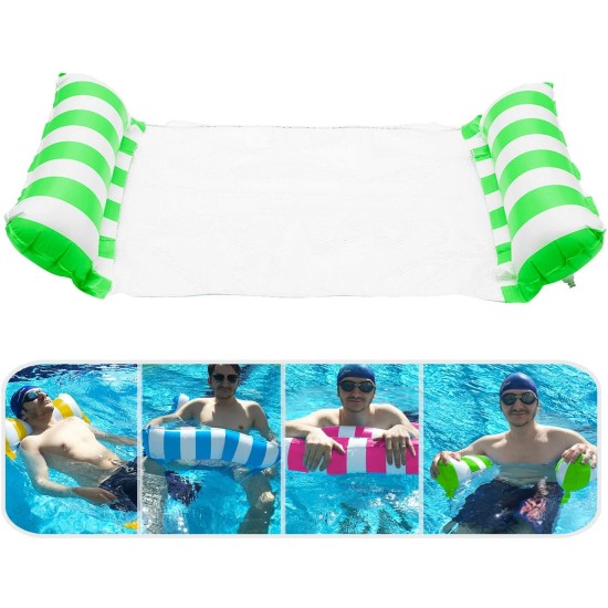 2 Pack Inflatable Water Hammock, Air Mattress, Aqua Lounger & Floating Sleep Pillow for Swimming Pool or Beach – Foldable & Easy to Carry, 2 Pack (Pink+Green)