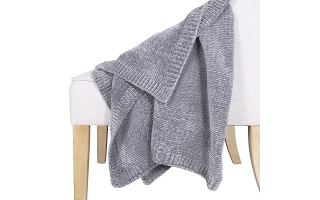  Chenille Throw, Gray