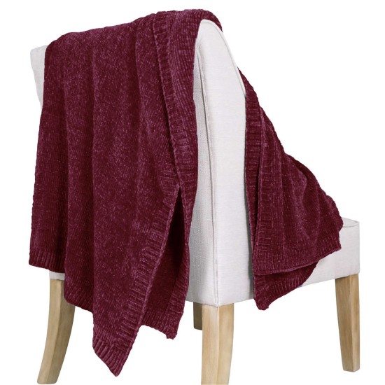  Chenille Throw, Red