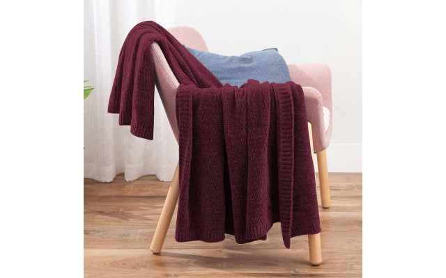  Chenille Throw, Red