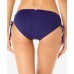  Ruched-Side Bikini Bottoms, Navy, Medium
