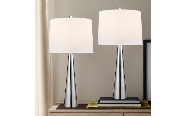 Austin 2PK Tapered Lamp Set, Silver