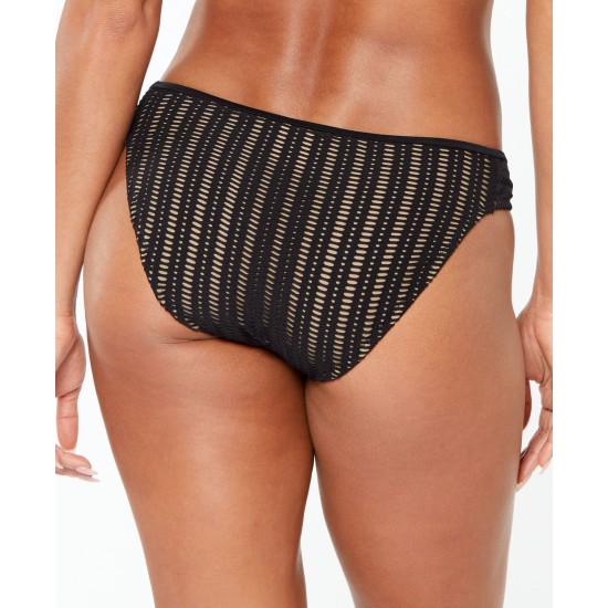  Crochet Side-Tab Hipster Bikini Bottoms, Black, XL