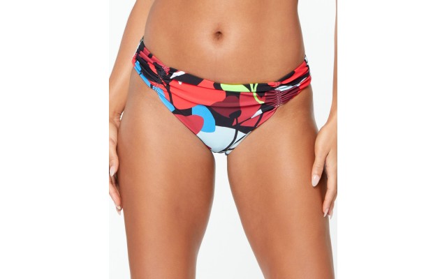  Shirred-Side Hipster Bikini Bottom, Multi, S