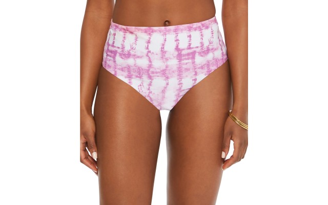Bar III Summer Stripes High-Rise Bikini Bottom,Fuchsia, S