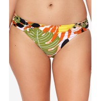 Bar III Tropical-Print Ruched Bikini Bottoms, Tropical Multi, Medium
