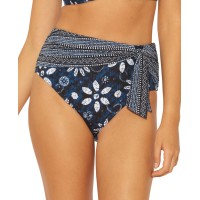 Bleu by Rod Beattie Take a Dip High-Waist Draped-Tie Bikini Bottoms, Navy, 8
