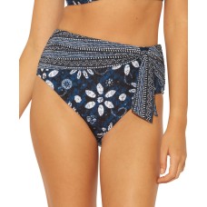 Bleu by Rod Beattie Take a Dip High-Waist Draped-Tie Bikini Bottoms, Navy, 8