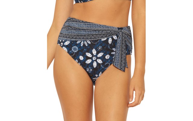 Bleu by Rod Beattie Take a Dip High-Waist Draped-Tie Bikini Bottoms, Navy, 8