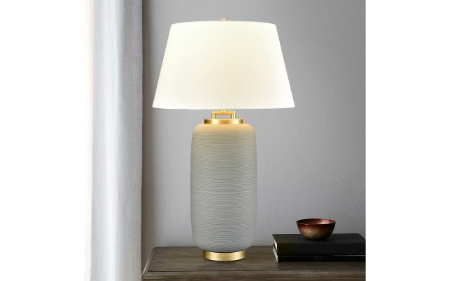 Bradley Textured Ceramic Table Lamp, Gray