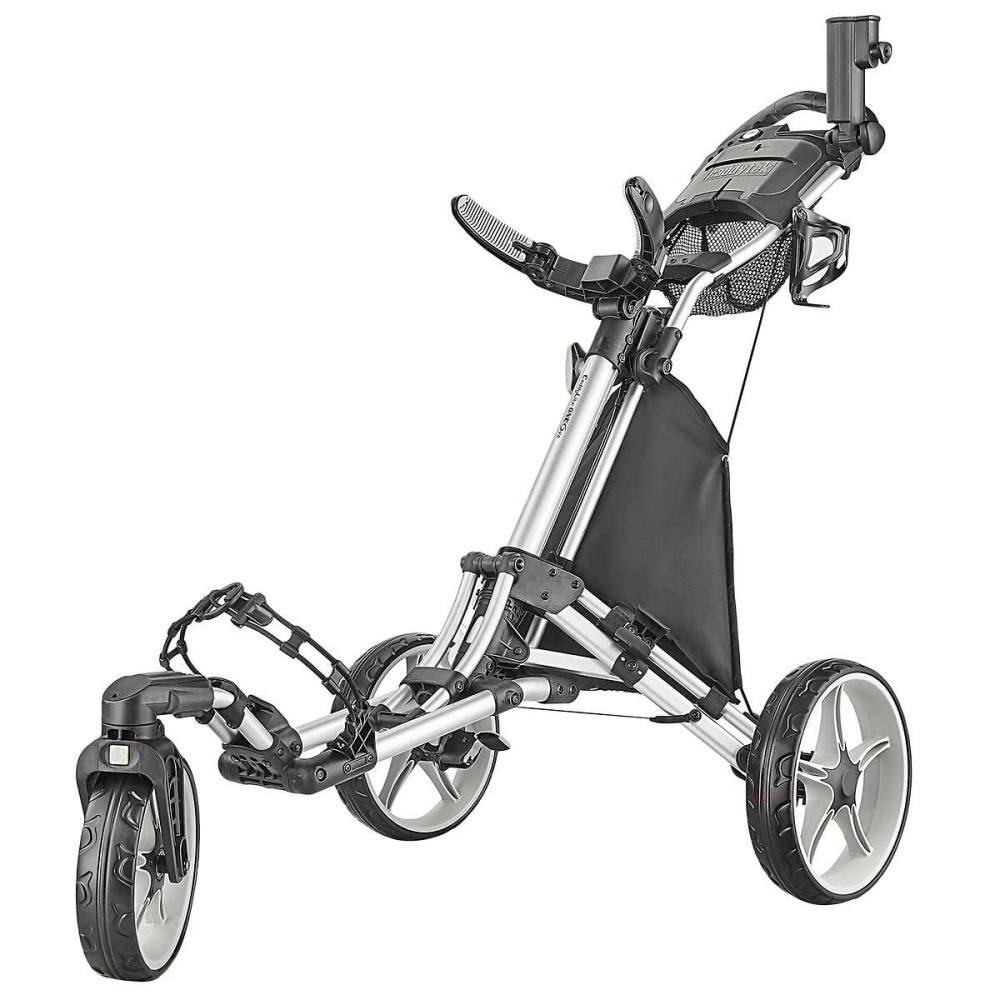 CaddyTek 3-wheel Golf Cart with Swivel Front Wheel, Silver