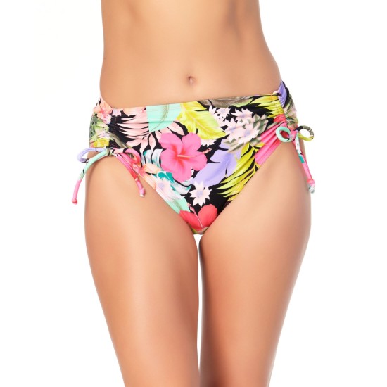 , Black Multi Juniors’ Floral-Print- Bikini Bottom, MULTI/COLOR, Medium