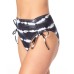  Juniors’ Tie-Dyed High-Waist Bikini Bottoms, Black, Large