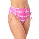  Juniors’ Tie-Dyed High-Waist Bikini Bottoms, Pink, Large