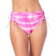  Juniors’ Tie-Dyed High-Waist Bikini Bottoms, Pink, Large