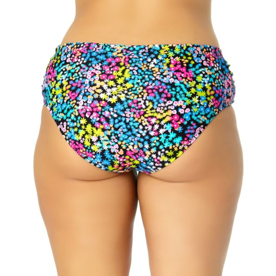  Plus  Trendy Plus Size Ditsy-Floral Mid-Rise Bikini Bottoms, Navy, 2X