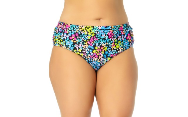  Plus  Trendy Plus Size Ditsy-Floral Mid-Rise Bikini Bottoms, Navy, 2X