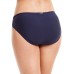  Ruched High-Waist Bikini Bottoms, Navy, M