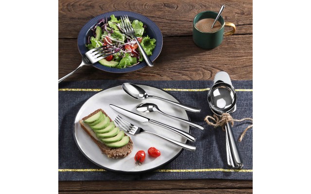  Rain II Series 103-piece Stainless Steel 18/10 Forged Flatware Set