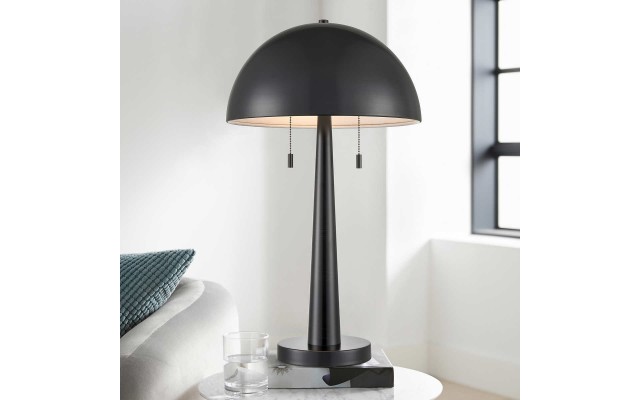 Carmel Tapered Table Lamp with Metal Dome Shade, Black