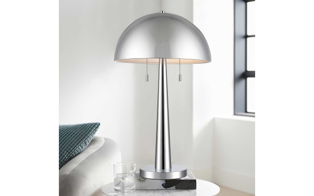 Carmel Tapered Table Lamp with Metal Dome Shade, Silver