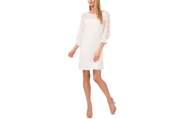  Women’s Mixed-Media Clover-Clip Dress