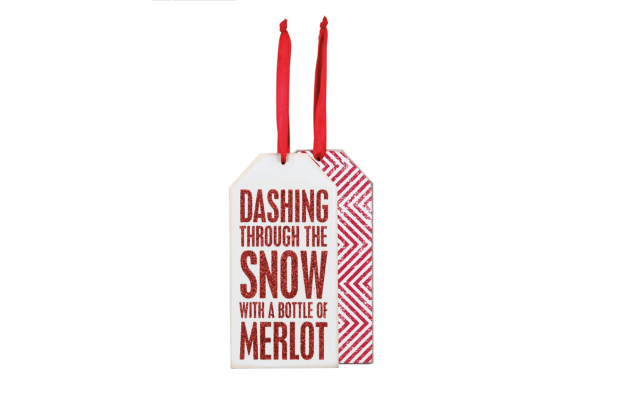 Christmas Bottle Tag – Dashing Through The Snow With A Bottle Of Merlot
