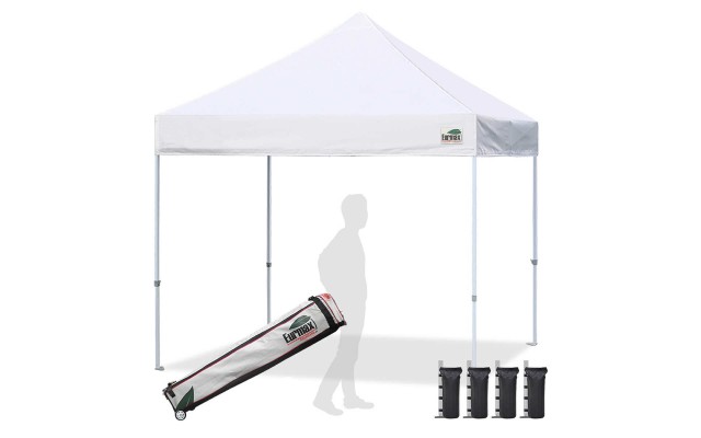 Eurmax Standard 10×10 Easy Pop Up Canopy Tent White With 4-Pack Sand Weight Bags