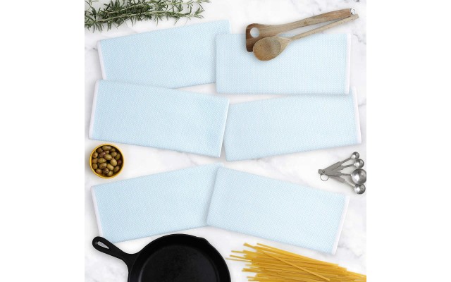 French Café Kitchen Towels 6-Piece Set, Blue